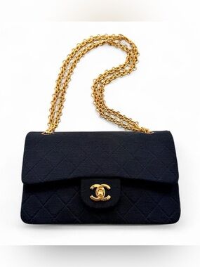 CHANEL 1988 Jersey Quilted Medium Double Flap